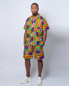 Blake Ankara Men Shorts | Purple and Yellow African Print