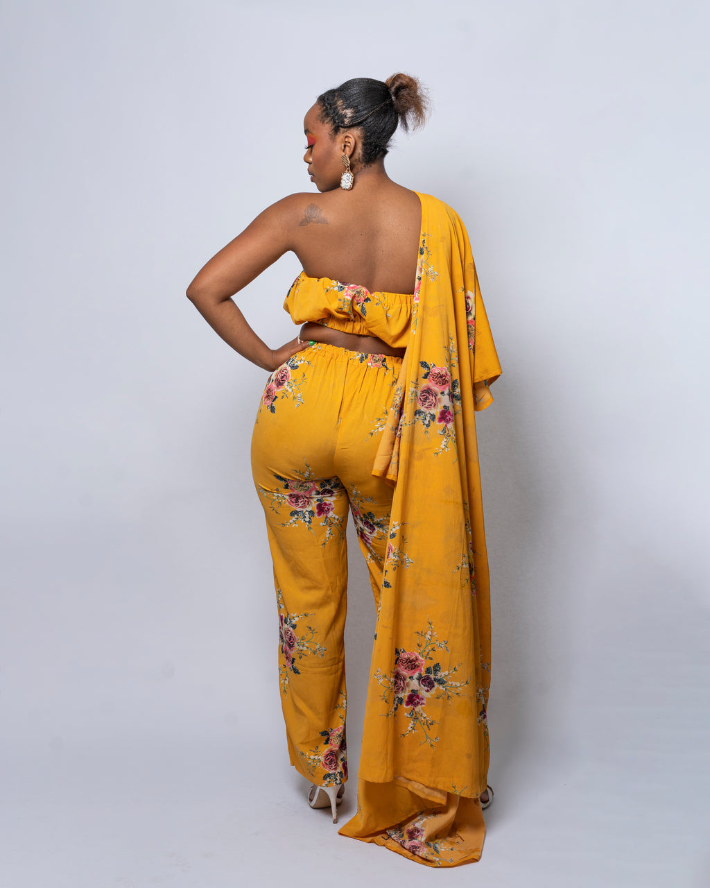 Gaby Yellow Floral High Waisted Trouser