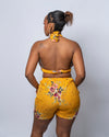 Gaby Yellow Floral High Waisted Shorts