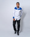 Chris Mixed Print Men Shirt | White and Blue African Print