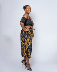 Taryn Ankara High Waisted Cullotte | Black and Yellow African Print