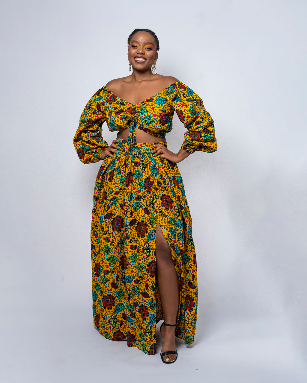 Anini Ankara Maxi Skirt | Yellow Multicolored African Print