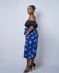 Tilly Ankara High Waisted Culottes | Blue Chiffon Floral Print