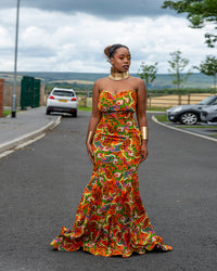 Bonnie Ankara Maxi Dress | Orange African Print