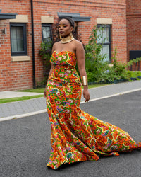 Bonnie Ankara Maxi Dress | Orange African Print