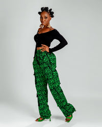 Jayla Ankara Cargo Trouser | Green Print