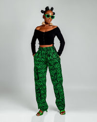 Jayla Ankara Cargo Trouser | Green Print