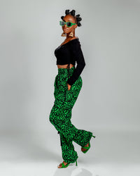 Jayla Ankara Cargo Trouser | Green Print