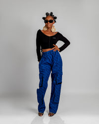 Jummy Ankara Cargo Trouser | Blue Print