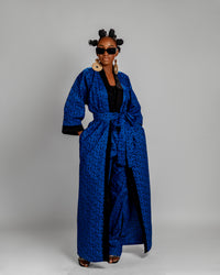 Jummy Long Kimono Jacket | Blue Print