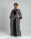 Jayden Long Kimono Jacket | Black and White Print