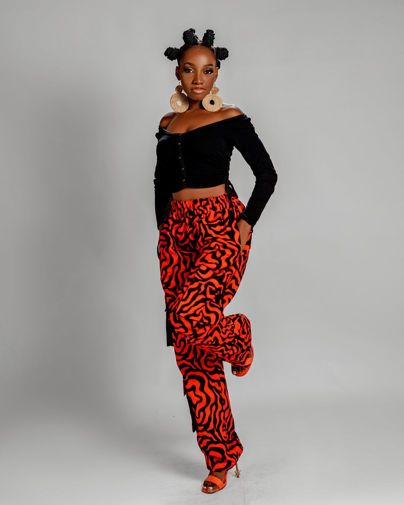 Julie Ankara Cargo Trouser | Orange Print