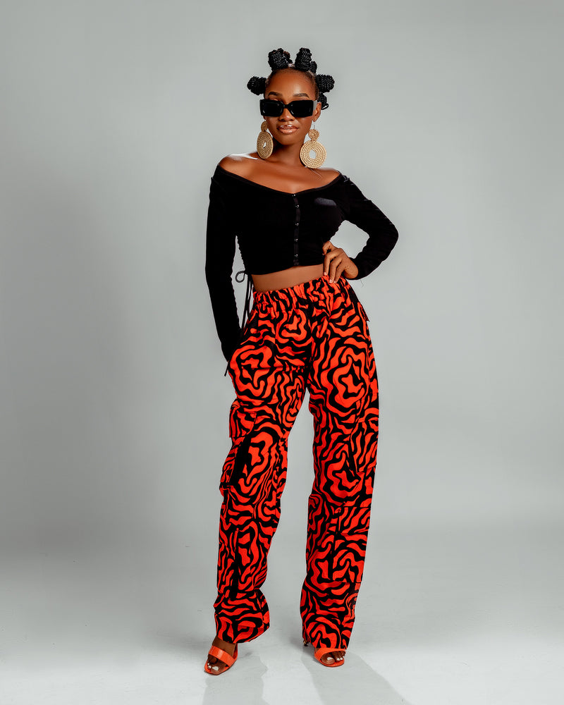 Julie Ankara Cargo Trouser | Orange Print