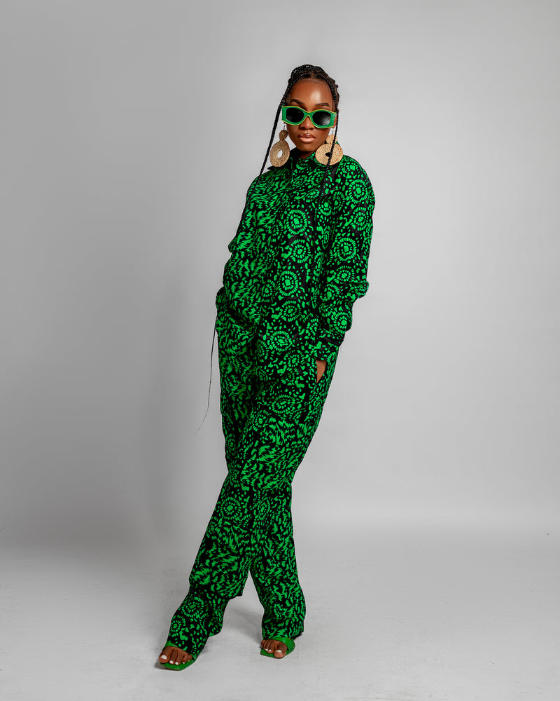 Jayla Long Sleeve Shirt | Green African Print