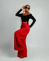 Tina High waisted Trouser | Red African Print