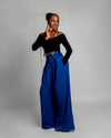 Tisa High waisted Trouser | Blue African Print