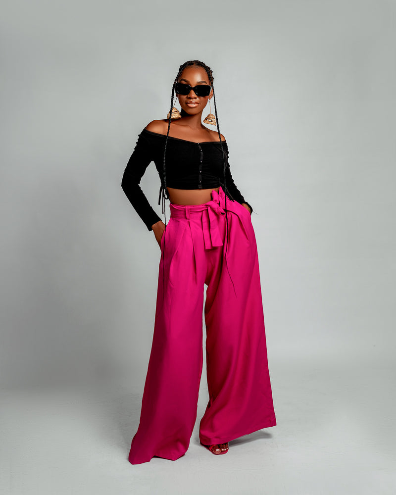 Tara High waisted Trouser | Pink African Print