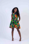 Remi Ankara Playsuit | Green and Yellow African Print