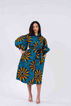 Jacinta Ankara Midi Shirt Dress | Green and Yellow African Print