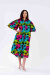 Jinny Ankara Shirt Dress | Pink and Green Multicolored African Print