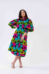 Jinny Ankara Shirt Dress | Pink and Green Multicolored African Print