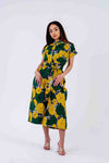 Kalisa Ankara Culotte Jumpsuit | Green and Yellow African Print