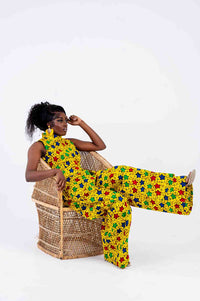 Natalia Ankara Jumpsuit | Yellow African Print