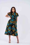 Kenny Ankara Culotte Jumpsuit | Green and Yellow African Print