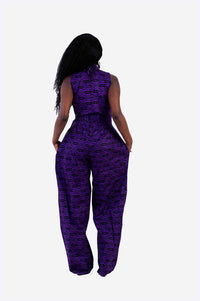 Noelle Ankara Jumpsuit | Purple African Print