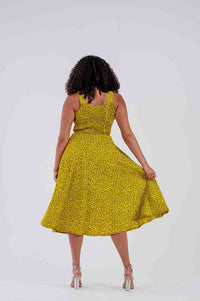 Brielle Ankara Midi Dress | Yellow African Print