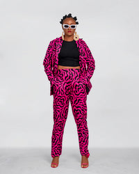 Genni Ankara High waisted Trouser | Pink and Black African Print