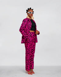 Genni Ankara High waisted Trouser | Pink and Black African Print