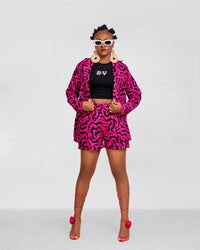 Genni Ankara High Waisted Shorts |  Pink and Black African Print