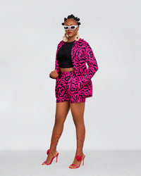 Genni Ankara High Waisted Shorts |  Pink and Black African Print