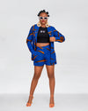 Goldie Ankara High Waisted Shorts| Blue African Print