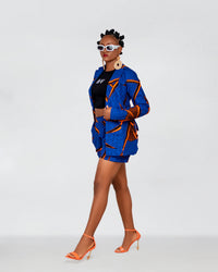 Goldie Ankara High Waisted Shorts| Blue African Print