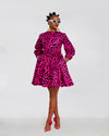 Anna Ankara Mini Dress | Pink and Black African Print