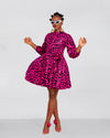 Anna Ankara Mini Dress | Pink and Black African Print