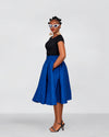 Uche Ankara Midi Skirt | Blue African Print