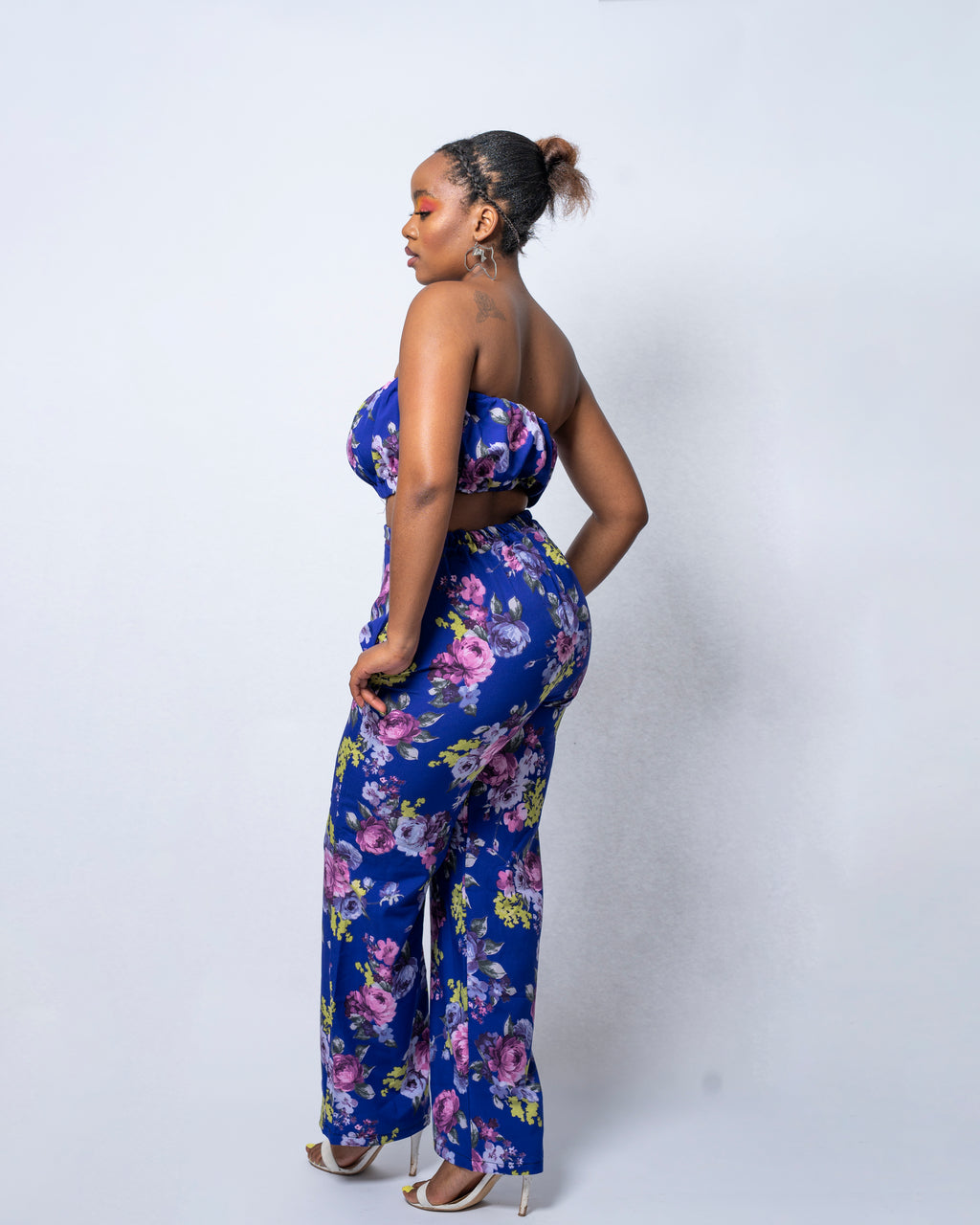 Gala Blue Floral High Waisted Trouser