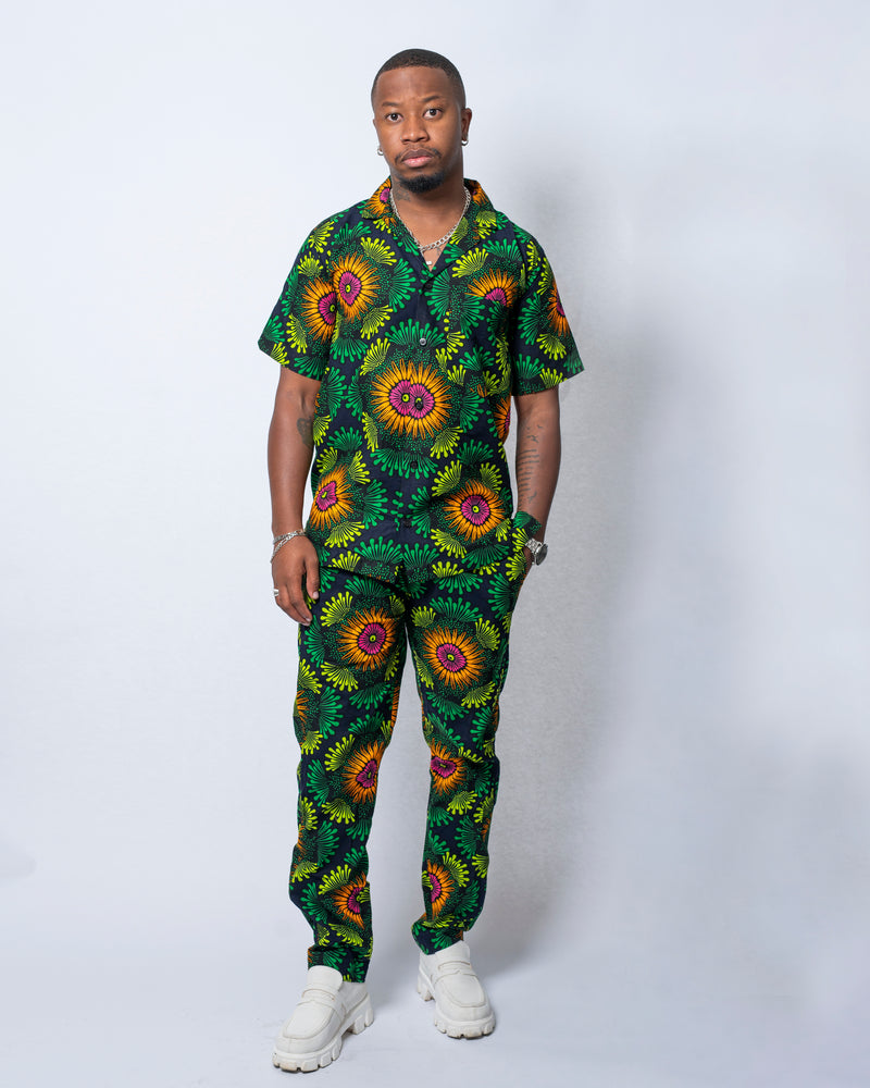 Ben Ankara Men Shirt | Green African Print