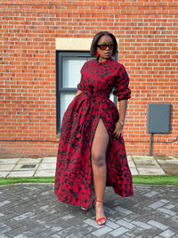 Eno Ankara Maxi Dress | Red and Black African Print