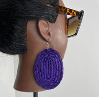 Blue Round Rattan Earring