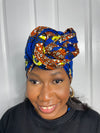 Zuri Blue and Brown Ankara Headwrap/Scarf