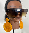 Mustard Yellow Double Circle Rattan Earring