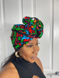 Anika Green and Red Multicolored Ankara Headwrap/Scarf