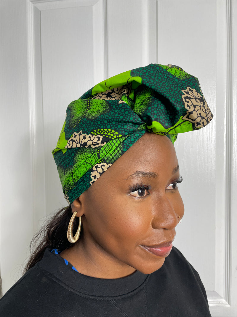 Aryla Green Ankara Headwrap/Scarf