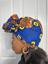 Zuri Blue and Brown Ankara Headwrap/Scarf