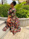 Alex Ankara Maxi Dress | White and Red Multicolored African Print