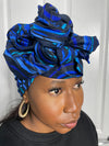 Stephanie Blue and Black Ankara Headwrap/Scarf